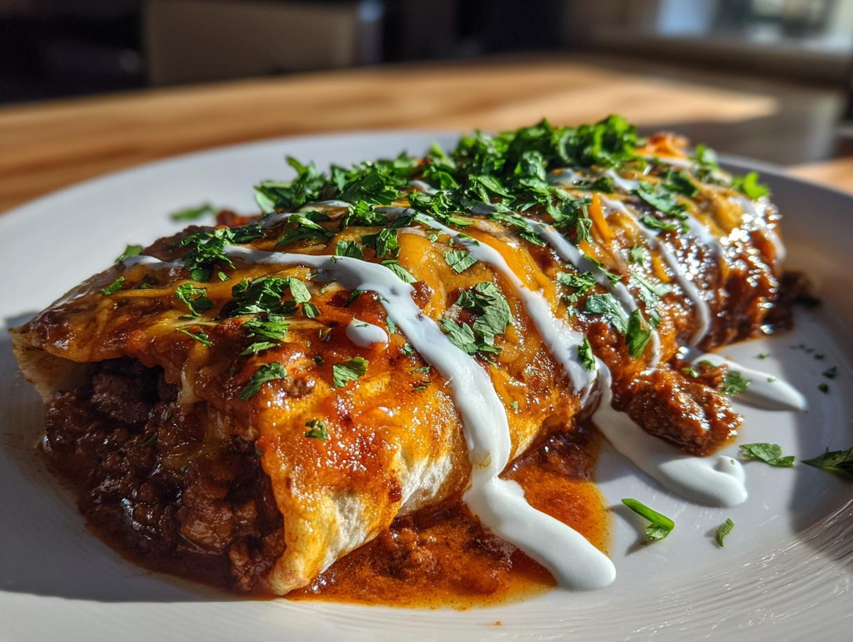 Beef and Bean Smothered Burritos