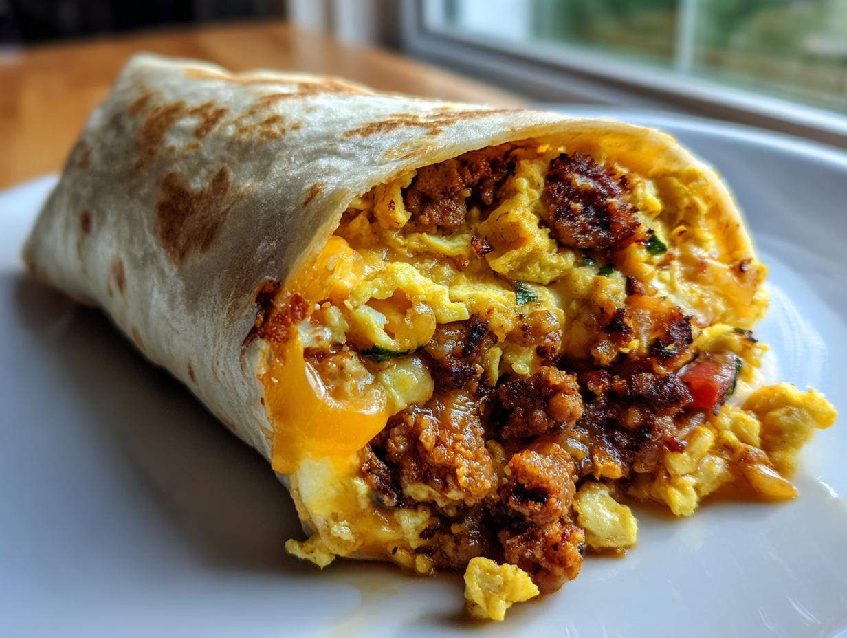 Breakfast Burritos with Chorizo and Eggs