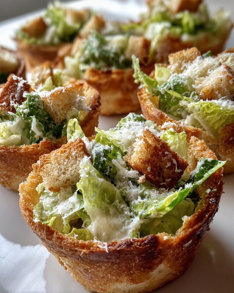 Irresistible 5-Ingredient Caesar Salad Parmesan Cups Recipe 6 Caesar Salad Parmesan Cups - detail 2