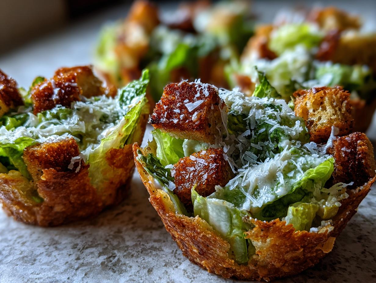 Caesar Salad Parmesan Cups