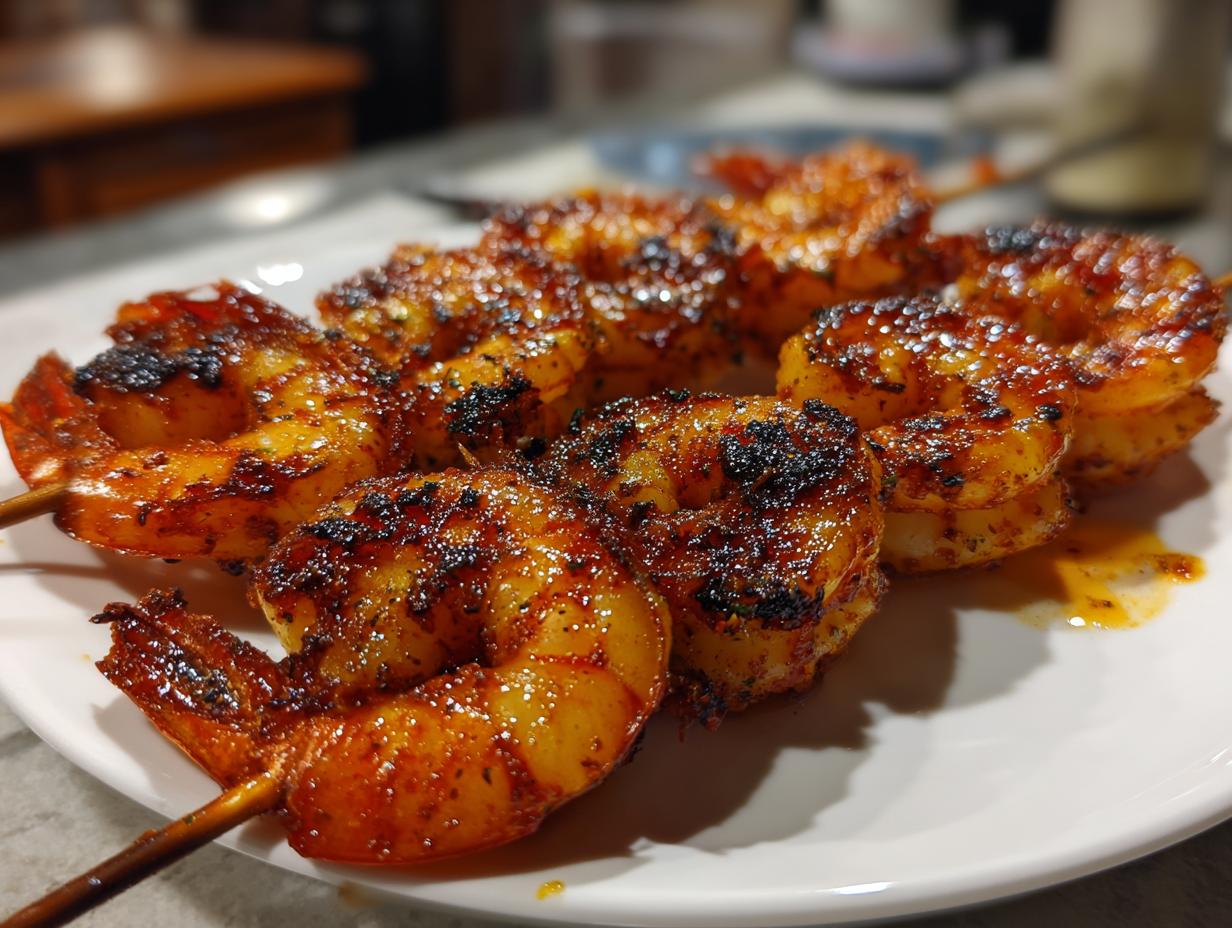 Camarones a la Diabla (Spicy Shrimp Skewers)