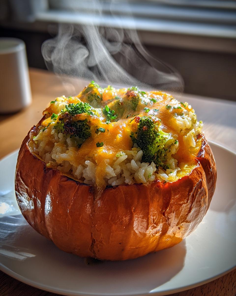 Cheesy Broccoli and Rice Stuffed Pumpkin - detail 1
