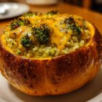 Delicious Cheesy Broccoli and Rice Stuffed Pumpkin in 45 Min 10 Cheesy Broccoli and Rice Stuffed Pumpkin