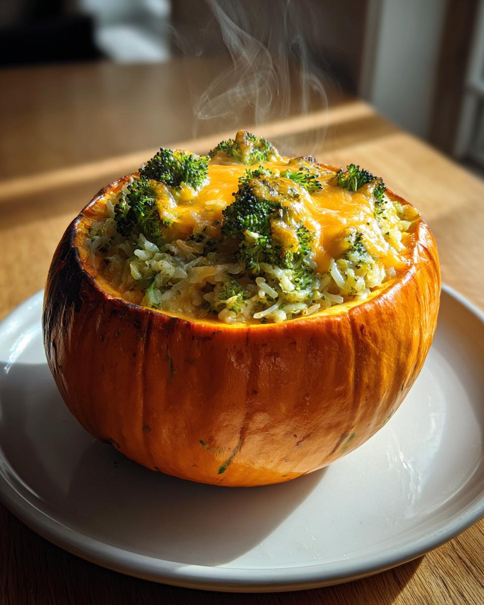 Cheesy Broccoli and Rice Stuffed Pumpkin - detail 2