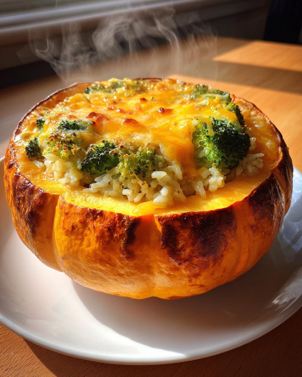 Cheesy Broccoli and Rice Stuffed Pumpkin - detail 4