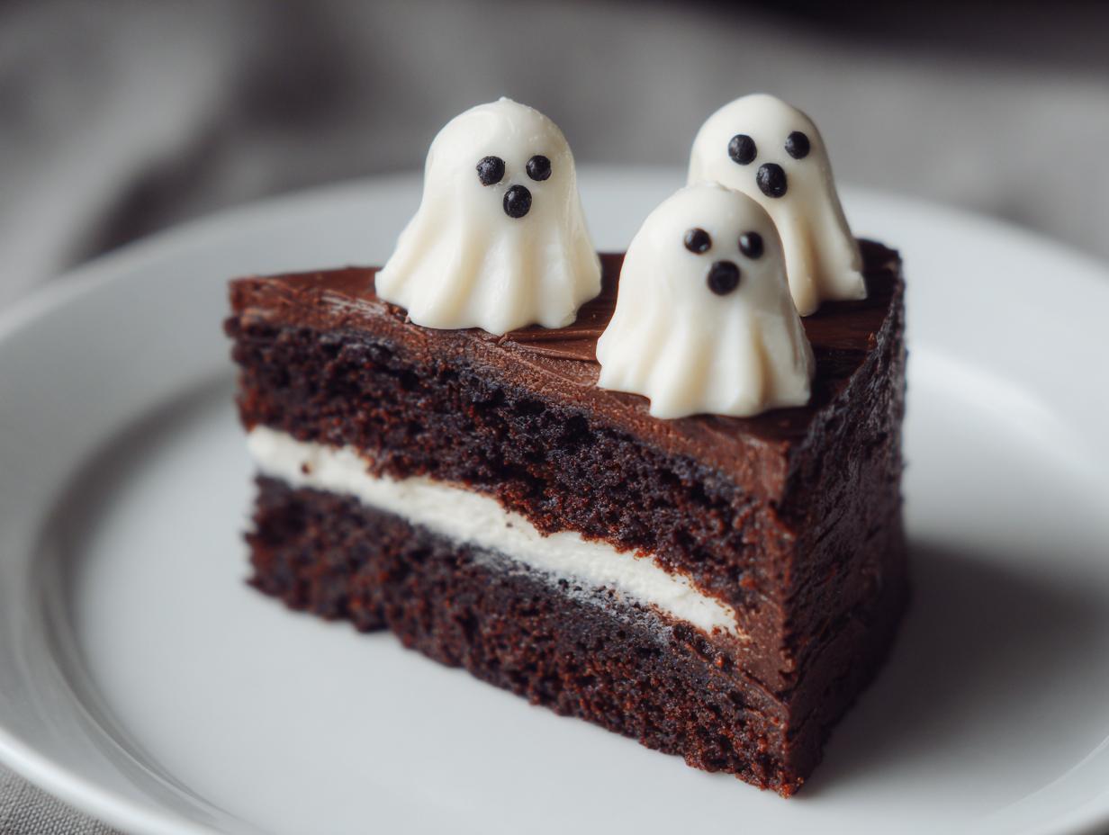 Ghost-Topped Chocolate Cake
