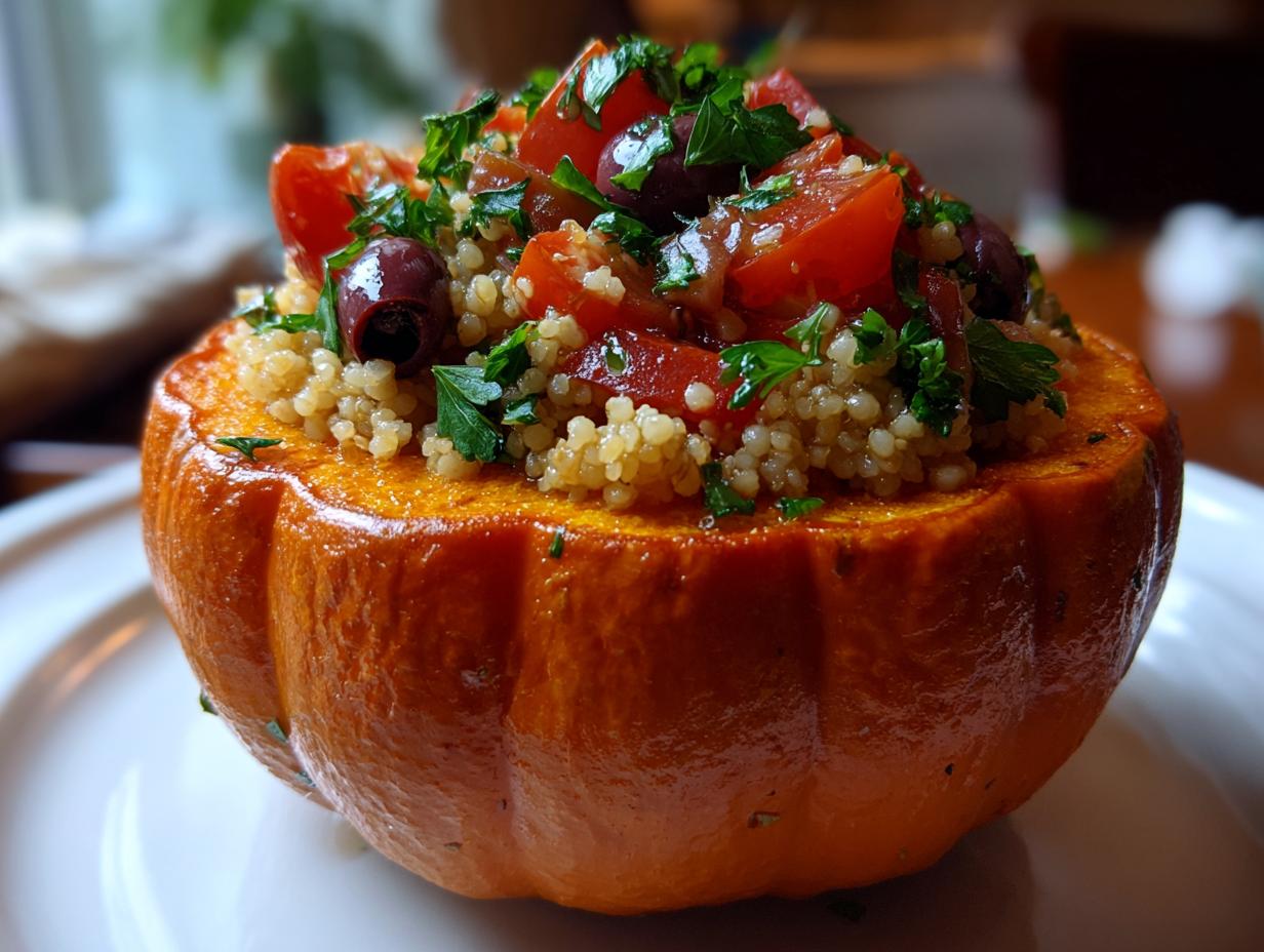 Mediterranean Couscous Stuffed Pumpkin