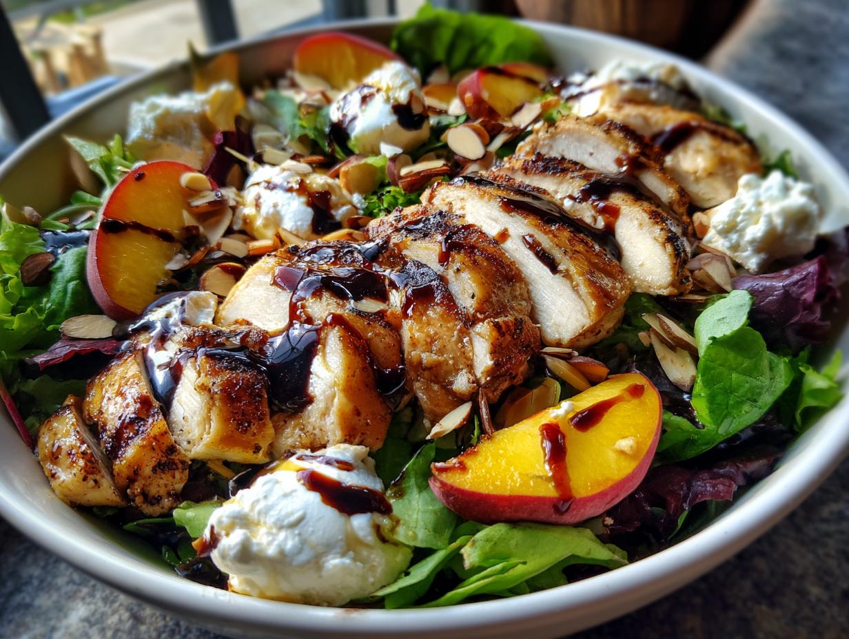 Peach Burrata Grilled Chicken Salad