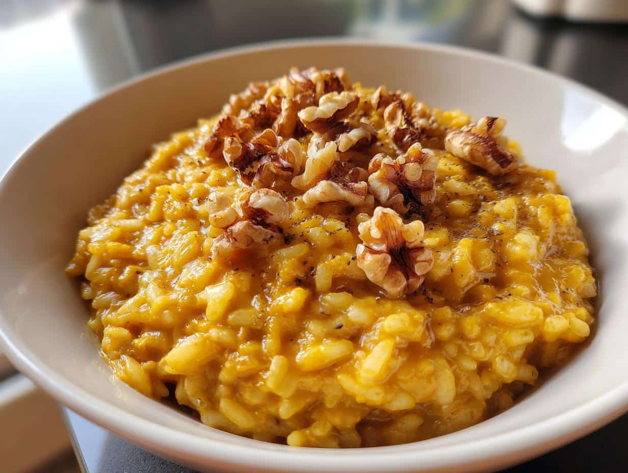 Pumpkin Risotto with Toasted Walnuts