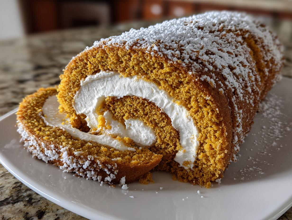 Pumpkin Roll Cake with Cream Cheese Filling