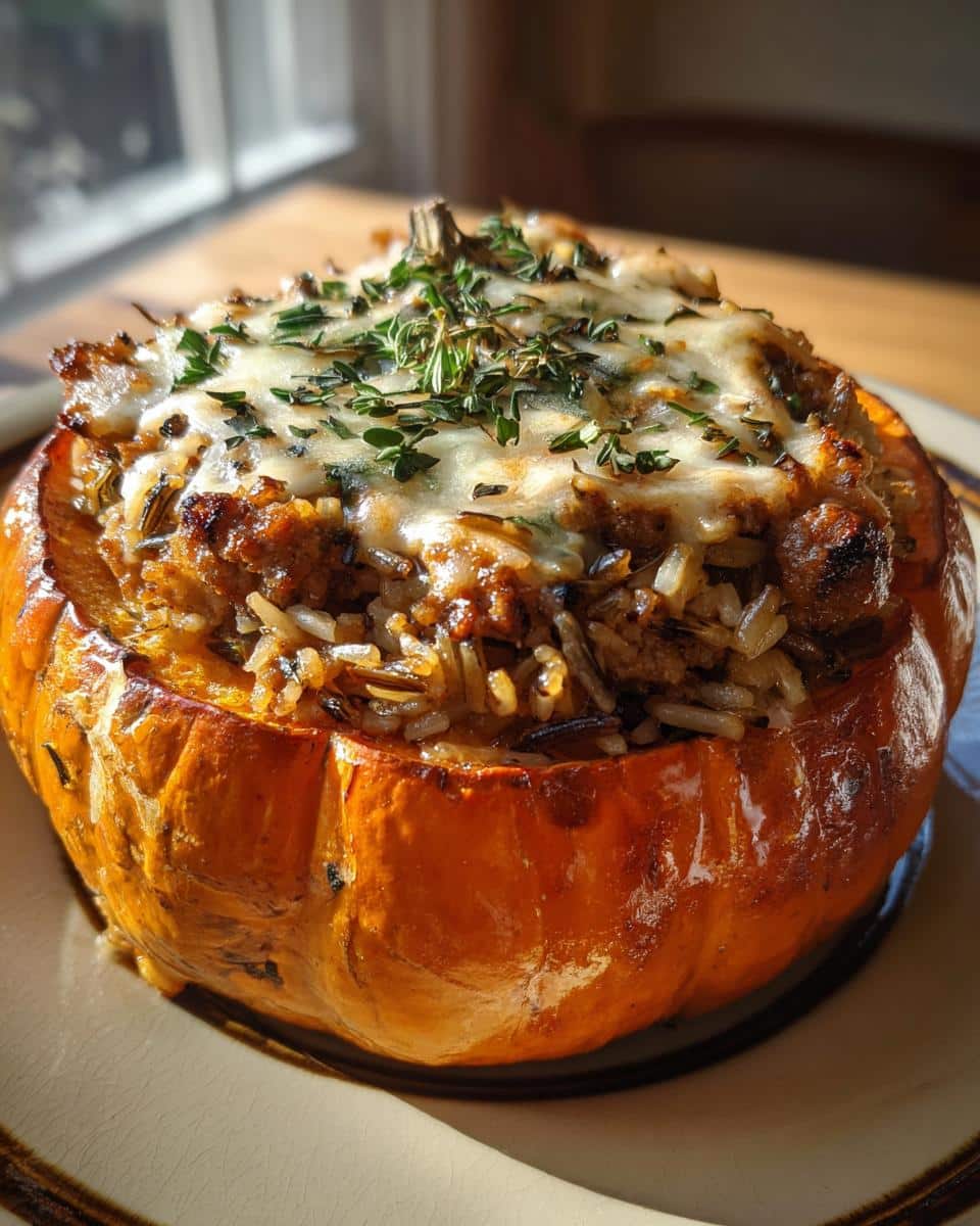 Sausage and Wild Rice Stuffed Pumpkin Recipe - A Flavor Explosion 6 Sausage and Wild Rice Stuffed Pumpkin - detail 2