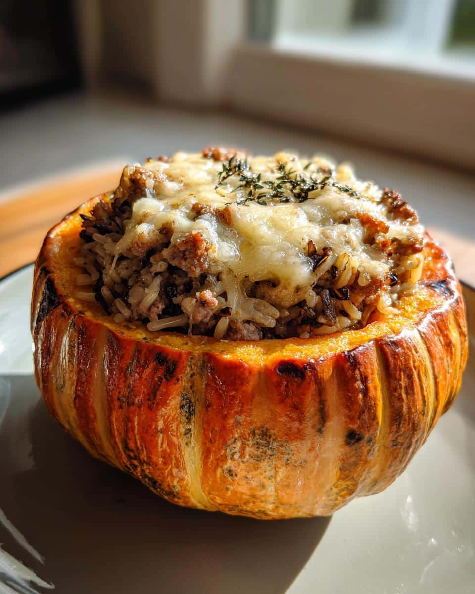 Sausage and Wild Rice Stuffed Pumpkin Recipe - A Flavor Explosion 7 Sausage and Wild Rice Stuffed Pumpkin - detail 3