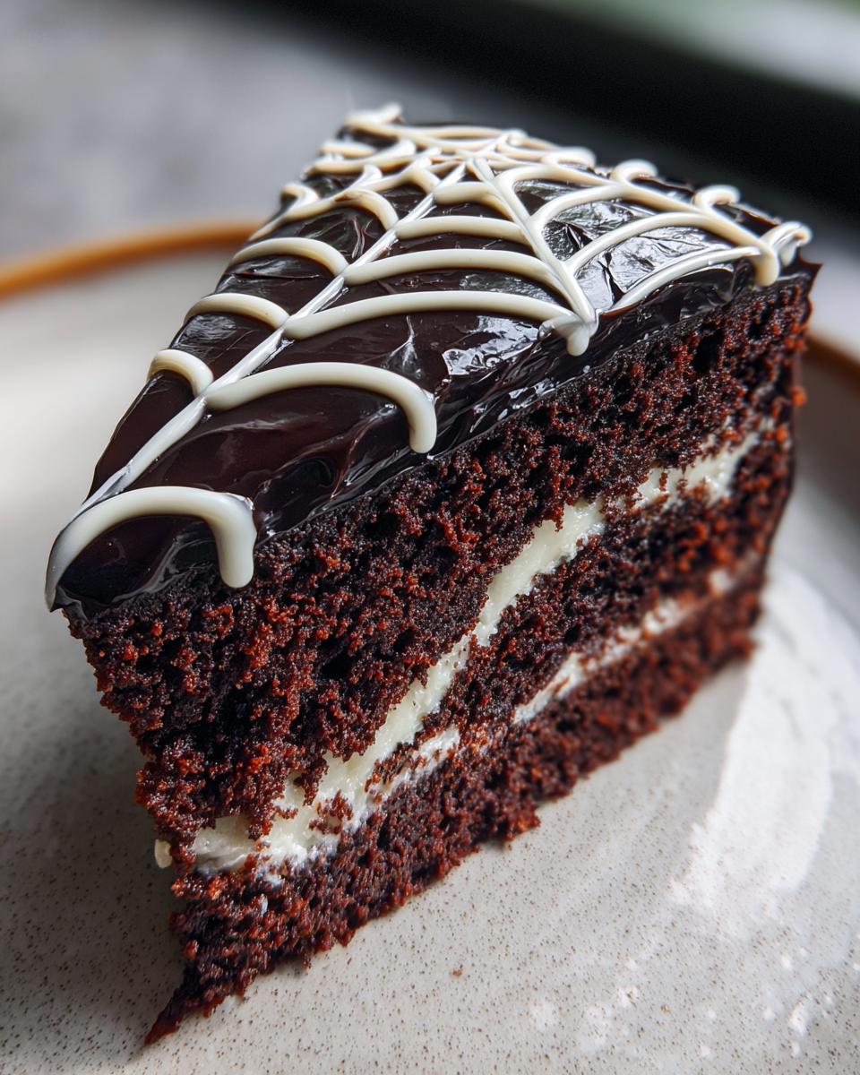 Spooky Spider Web Chocolate Cake: 2-Ingredient Decor Trick 6 Spider Web Chocolate Cake - detail 2