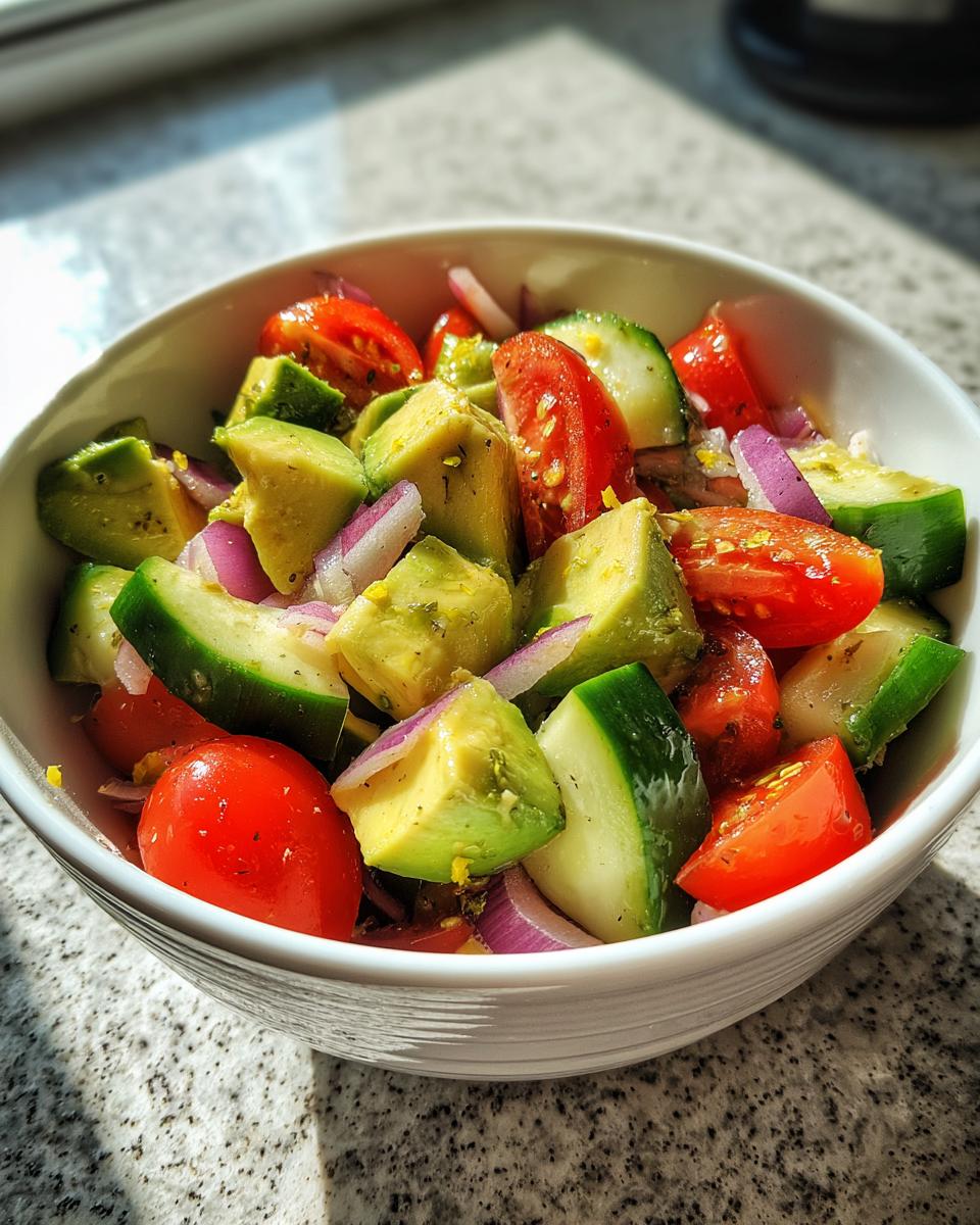 Avocado cucumber tomato and onion Salad - detail 1