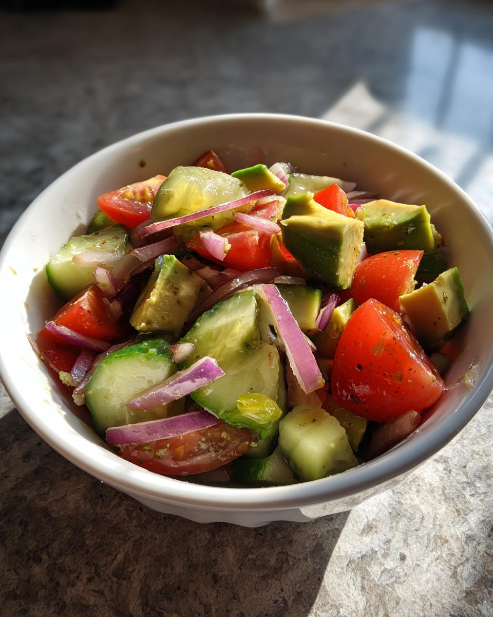 Avocado cucumber tomato and onion Salad - detail 2