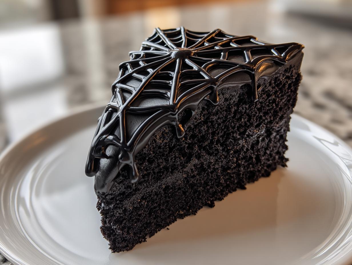 Black Cocoa Spider Web Cake