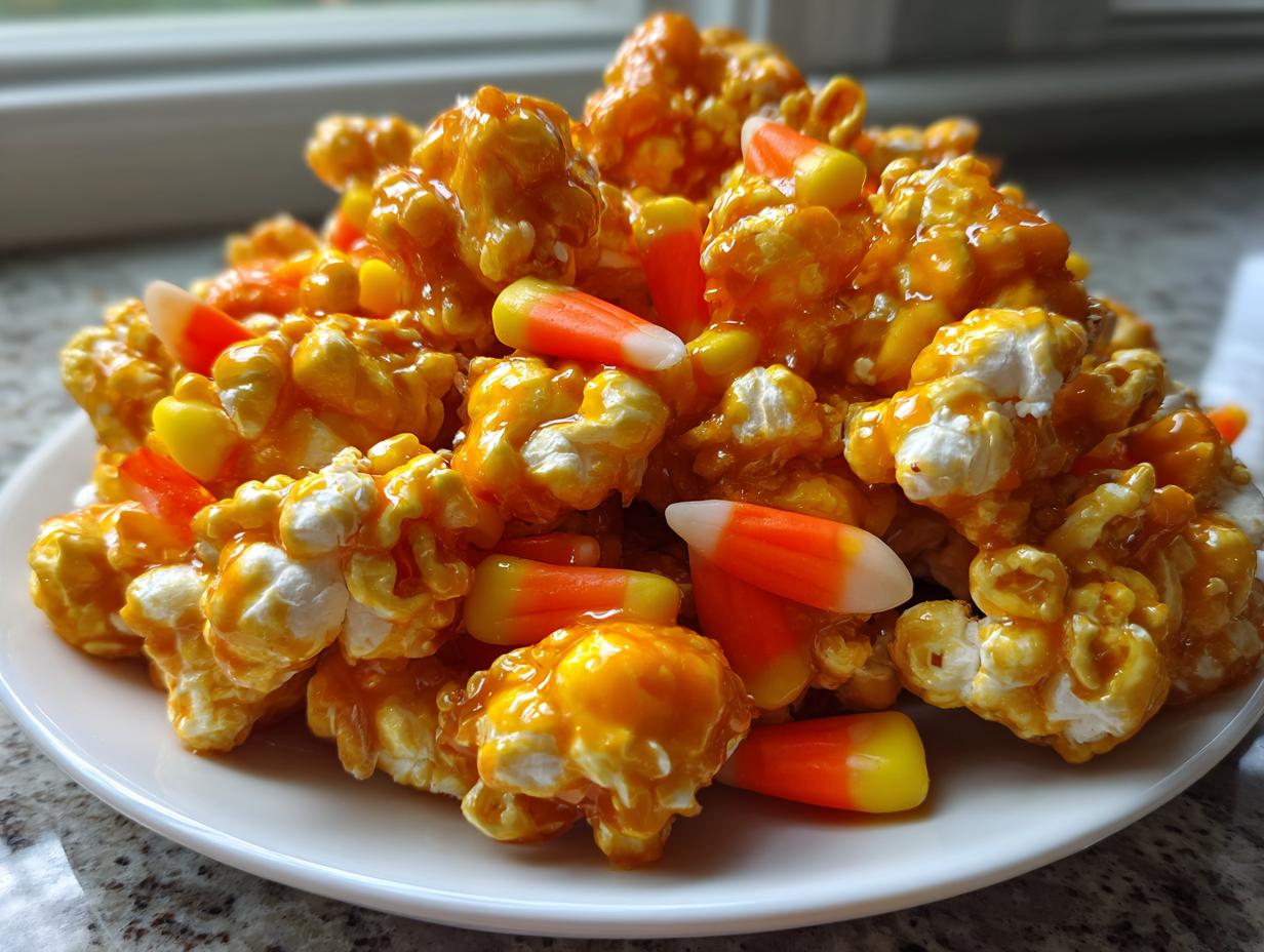 Candy Corn Caramel Popcorn