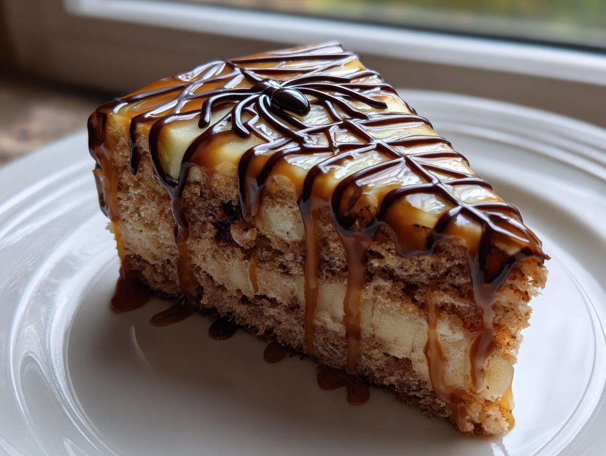 Caramel Apple Spider Web Cake