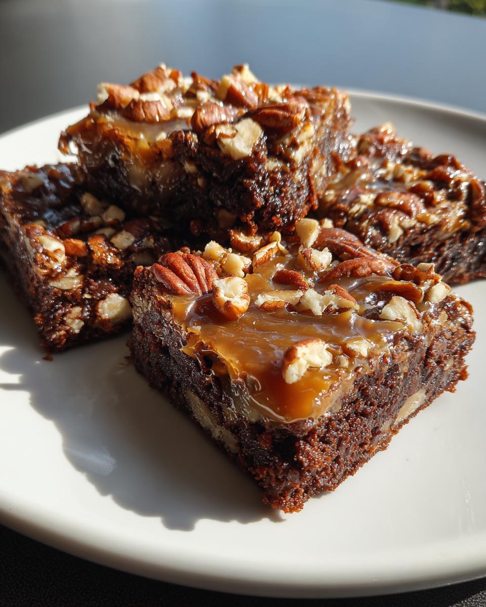 Irresistible Caramel Pecan Brownies with Gooey 3-Layer Magic 5 Caramel Pecan Brownies - detail 1