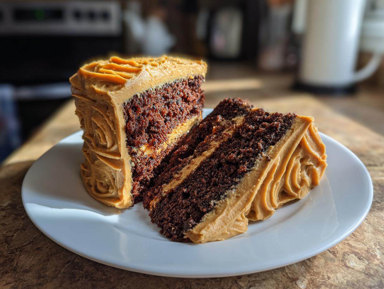 Chocolate Brown Sugar Butter Cake with Spiced Pumpkin Frosting