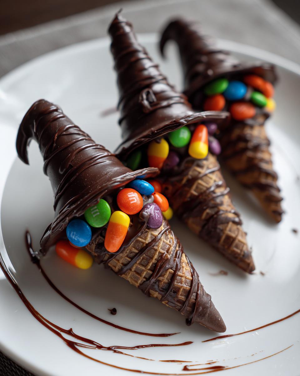 15-Minute Chocolate-Dipped Cone Witch Hats Filled with Candy - Magical 5 Chocolate-Dipped Cone Witch Hats Filled with Candy - detail 1