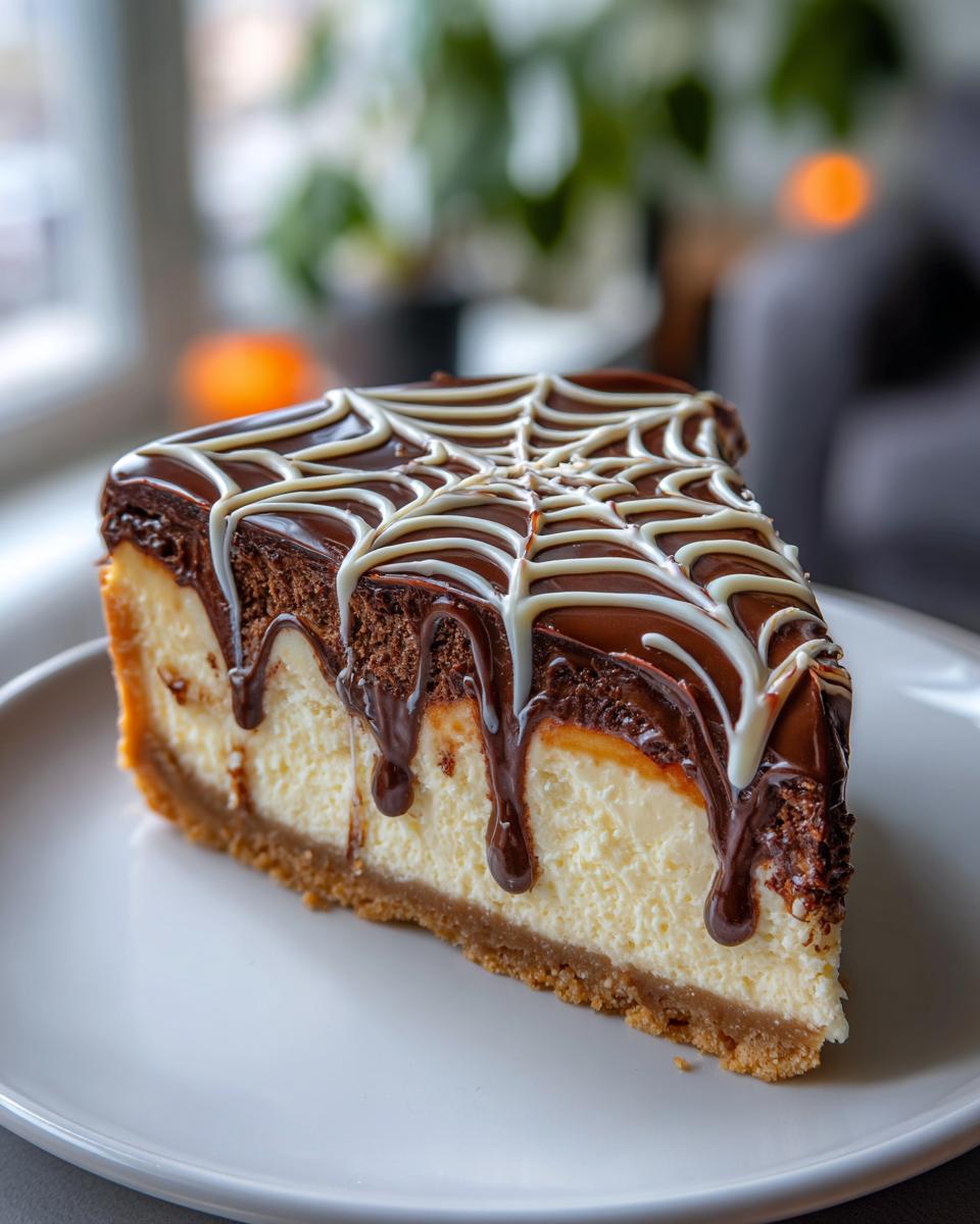 Chocolate Ganache Spider Web Cheesecake - detail 1