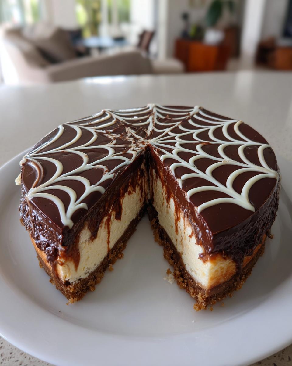 Chocolate Ganache Spider Web Cheesecake - detail 2