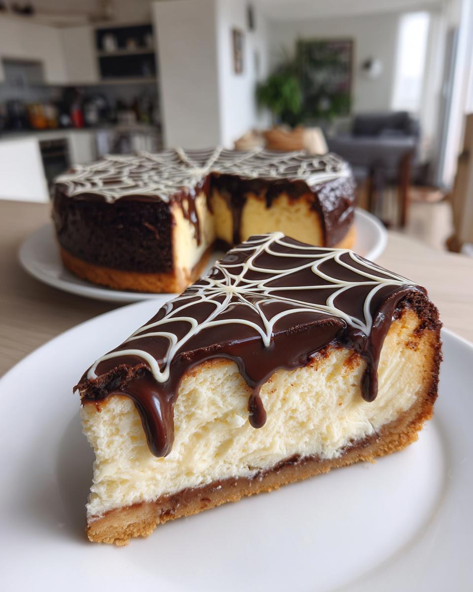 Chocolate Ganache Spider Web Cheesecake - detail 3