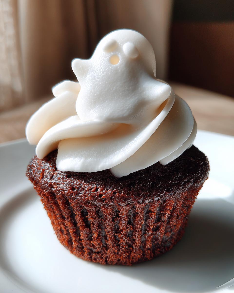 Chocolate Ghost Cupcakes with White Frosting - detail 2