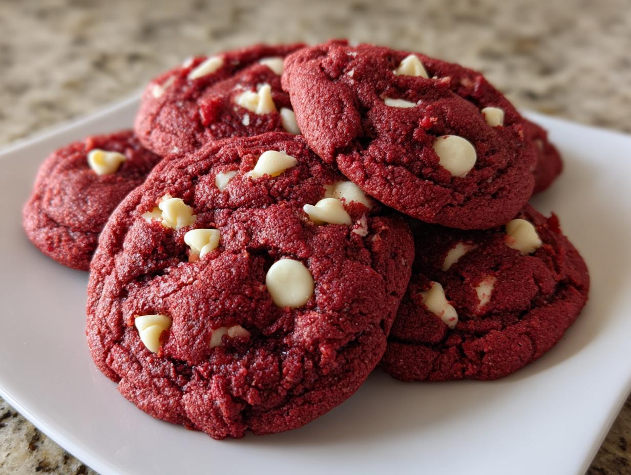 Deep crimson color Red Velvet Cookies