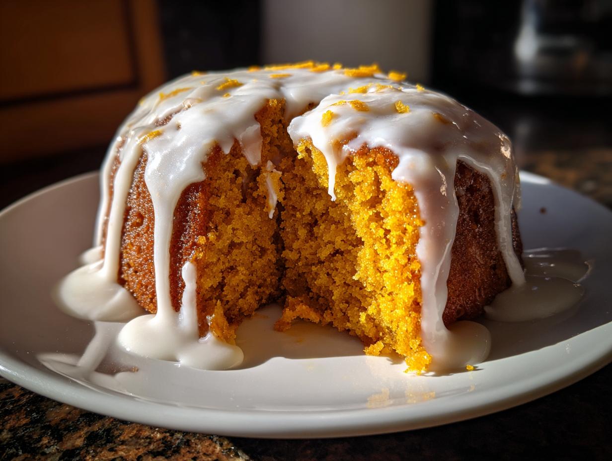Holiday Pumpkin Cake with Rum‑Cream Cheese Glaze