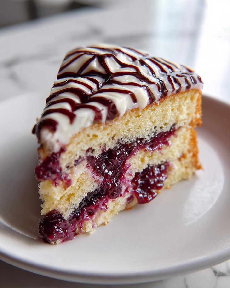 Lemon and Blackberry Spider Web Cake - detail 1