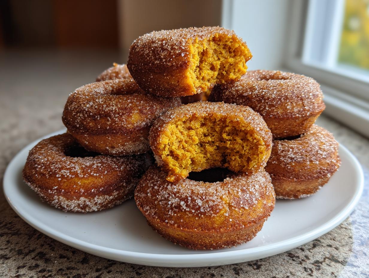 Light and Spicy Baked Pumpkin Donuts with applesauce