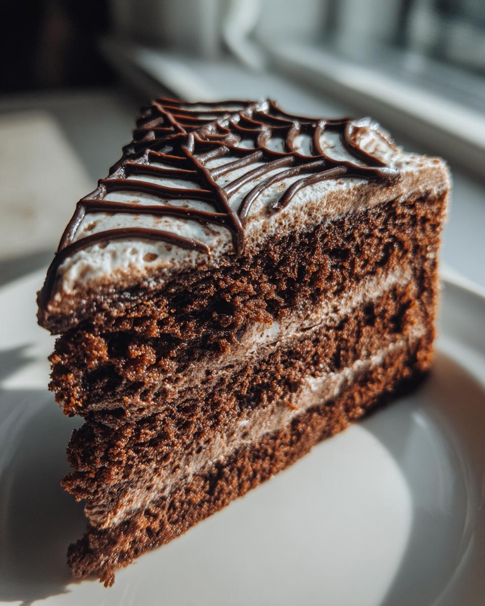 Mocha Spider Web Cake - detail 1