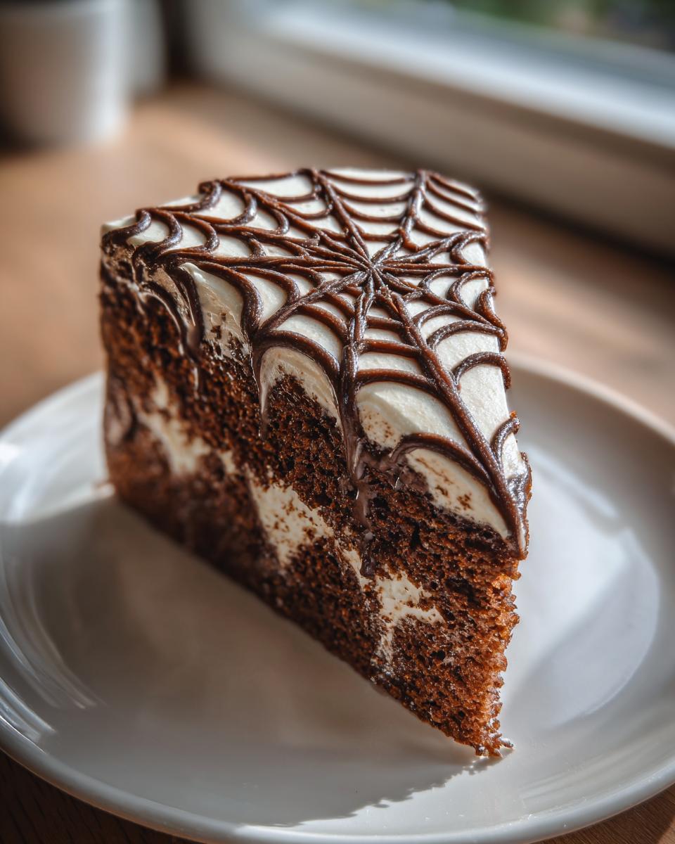 Mocha Spider Web Cake - detail 2