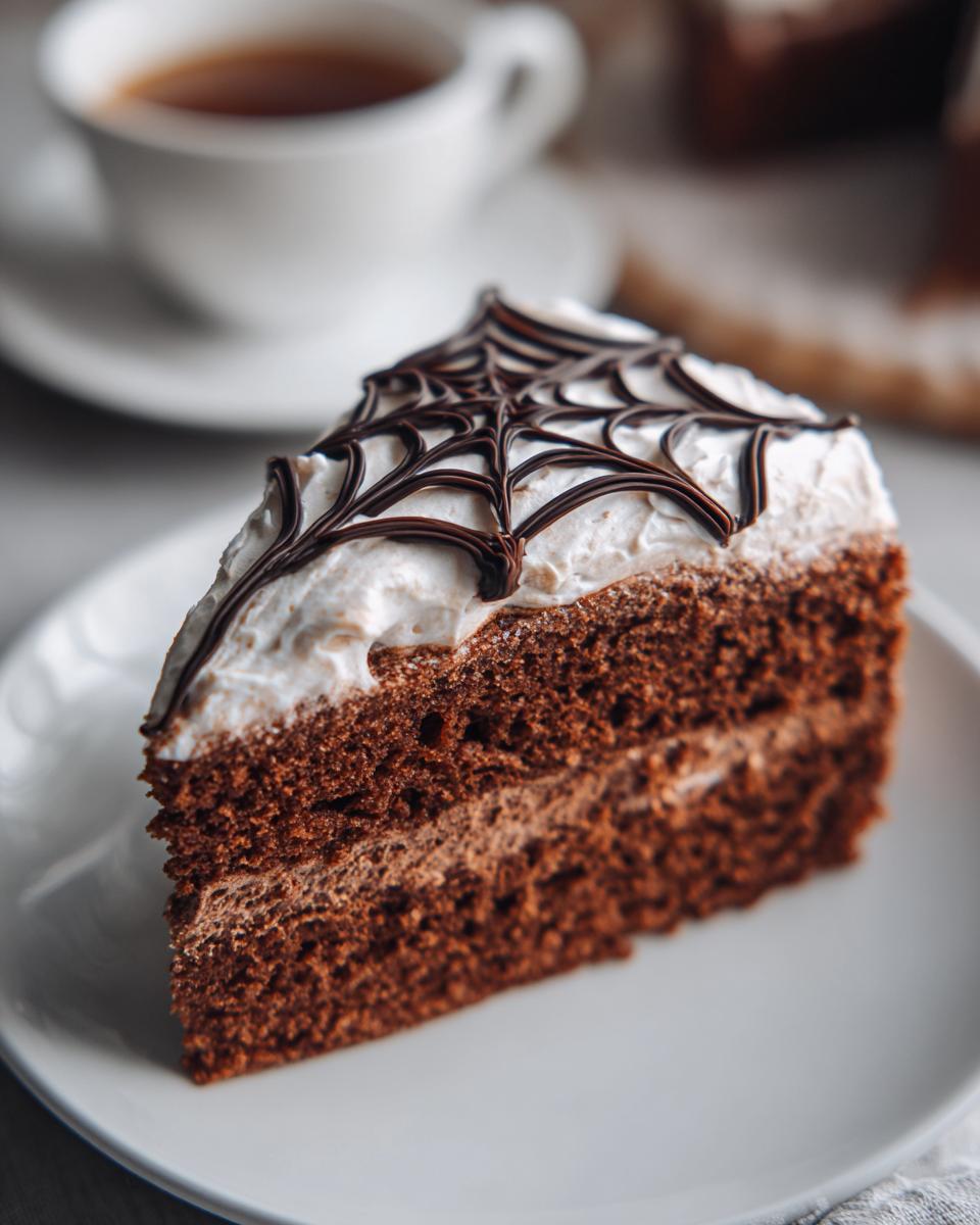 Mocha Spider Web Cake - detail 3