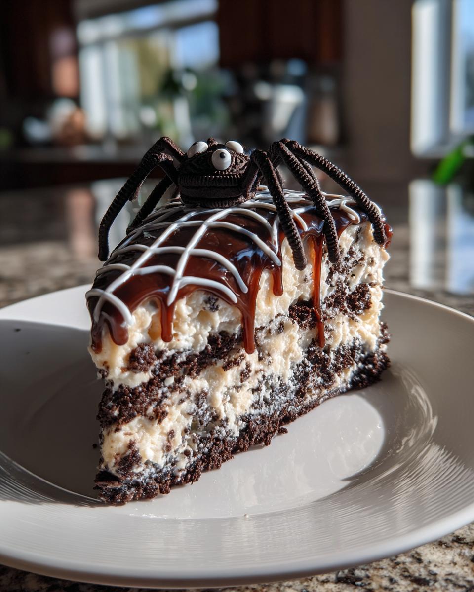 No-Bake Oreo Spider Web Cake - detail 1