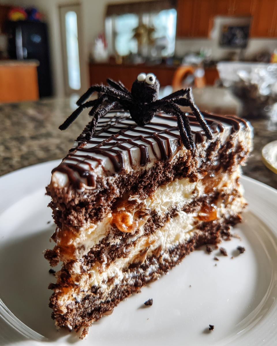 No-Bake Oreo Spider Web Cake - detail 2