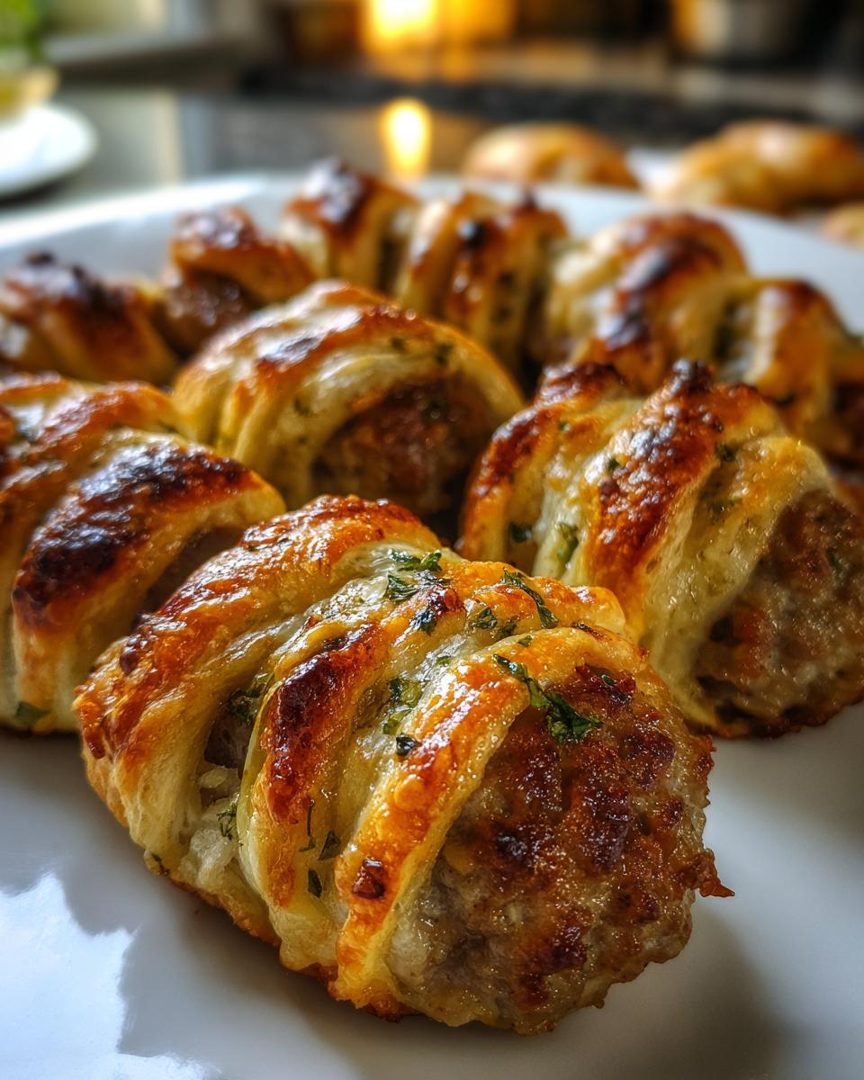 Puff Pastry Wrapped Mummy Meatballs - detail 1