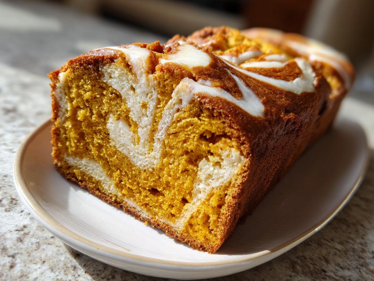 Pumpkin Bread with Cream Cheese Swirl