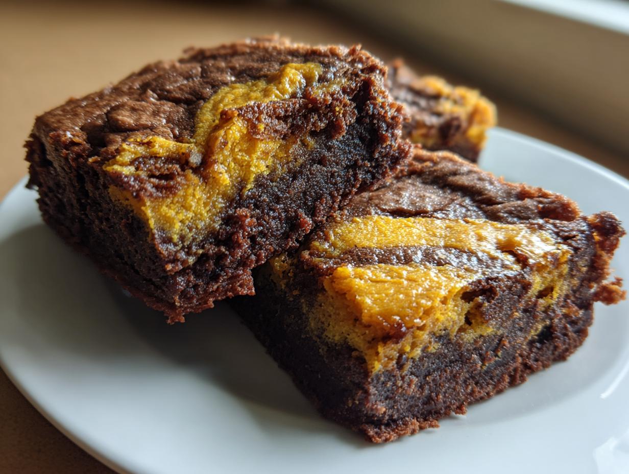 Pumpkin Brownies boxed mix swirl