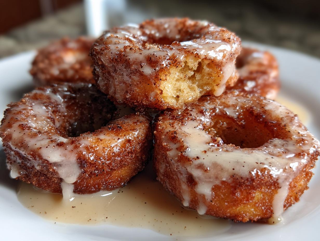 Pumpkin Cake Donuts fried with cinnamon glaze