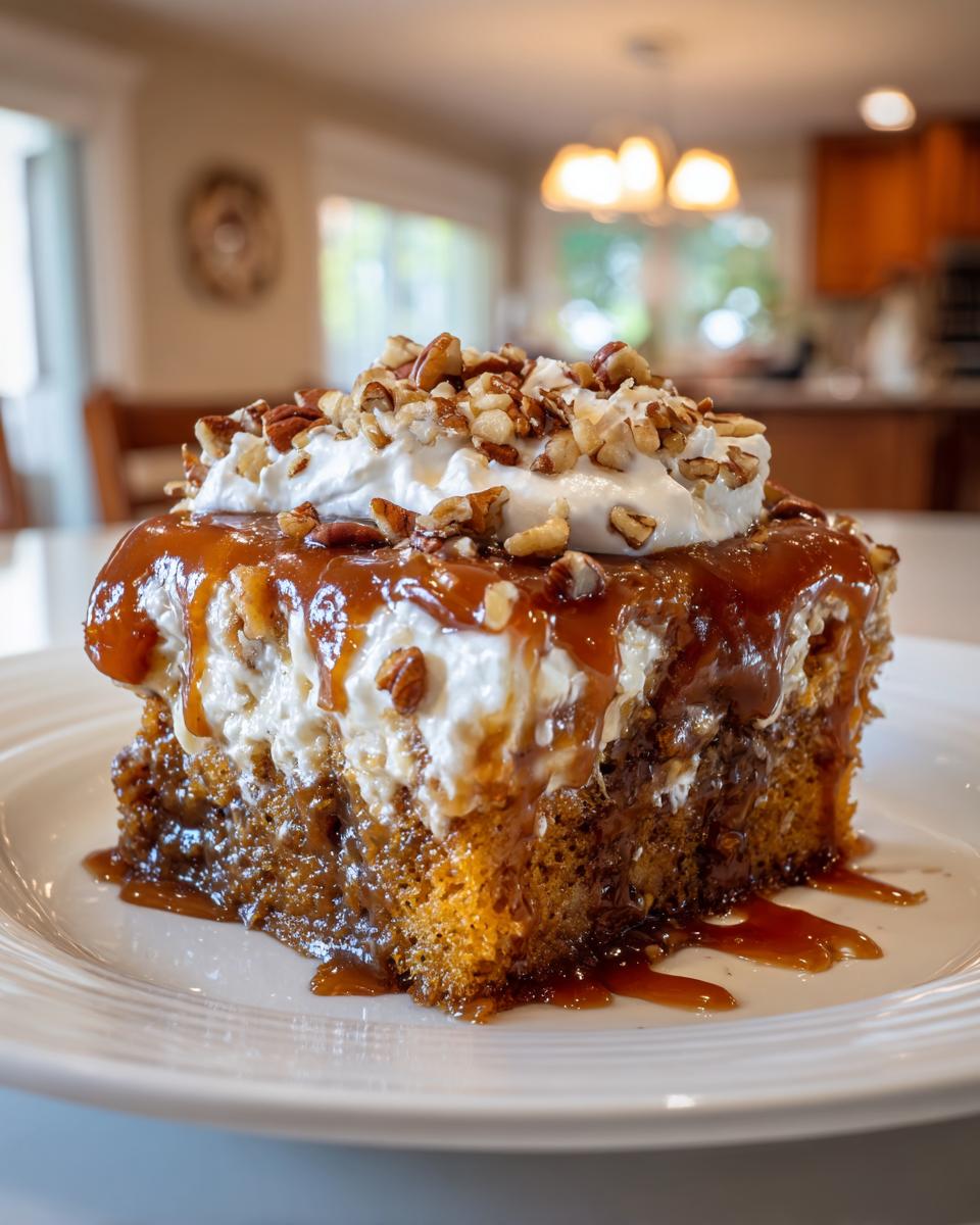 Pumpkin Caramel Bourbon Poke Cake - detail 2