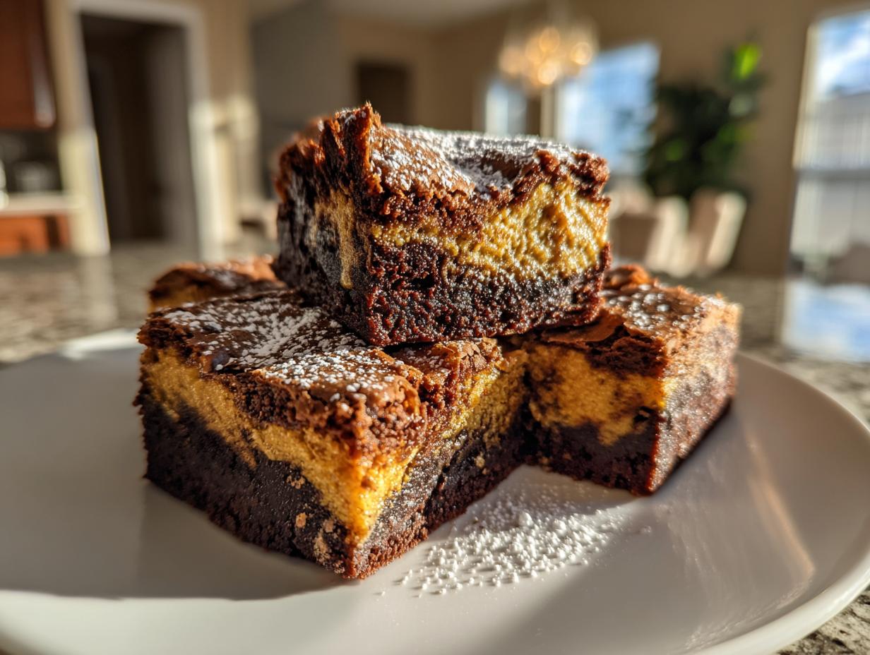 Pumpkin Cheesecake Swirl Brownies