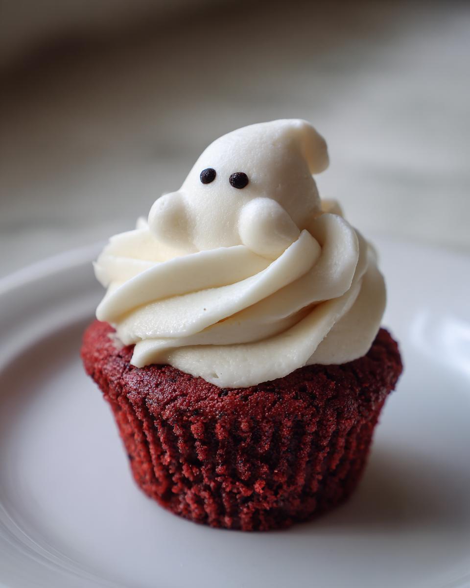 Spooky Red Velvet Ghost Cupcakes in 45 Minutes Flat 5 Red Velvet Ghost Cupcakes - detail 1