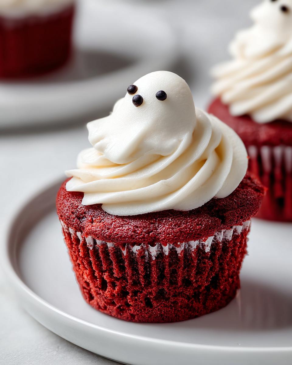 Spooky Red Velvet Ghost Cupcakes in 45 Minutes Flat 7 Red Velvet Ghost Cupcakes - detail 3
