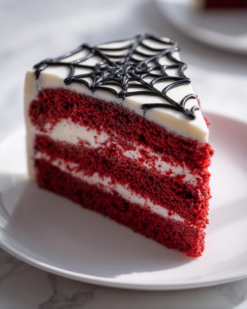 1 Amazing Red Velvet Spider Web Cake Recipe Perfect for Halloween 6 Red Velvet Spider Web Cake - detail 1
