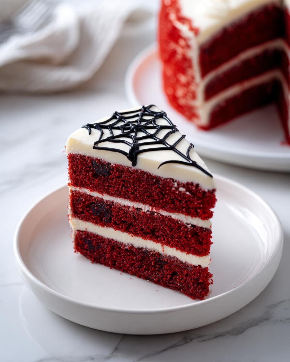 1 Amazing Red Velvet Spider Web Cake Recipe Perfect for Halloween 7 Red Velvet Spider Web Cake - detail 2