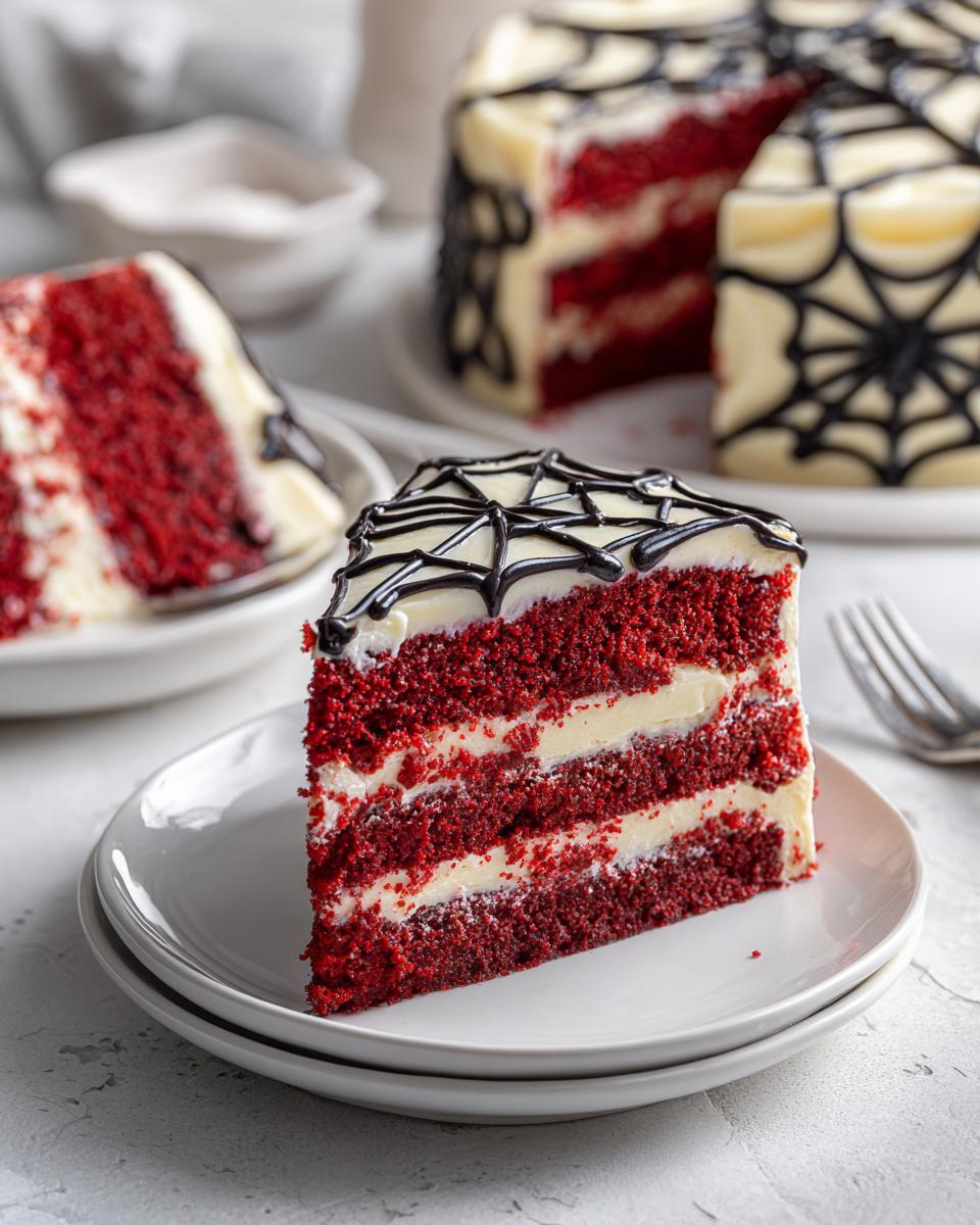 1 Amazing Red Velvet Spider Web Cake Recipe Perfect for Halloween 8 Red Velvet Spider Web Cake - detail 3