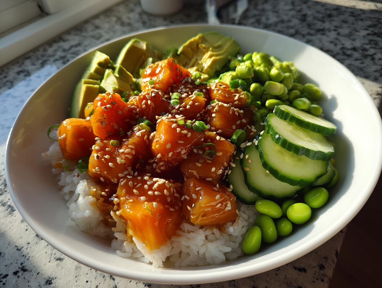 Avocado and Salmon Poke Bowl